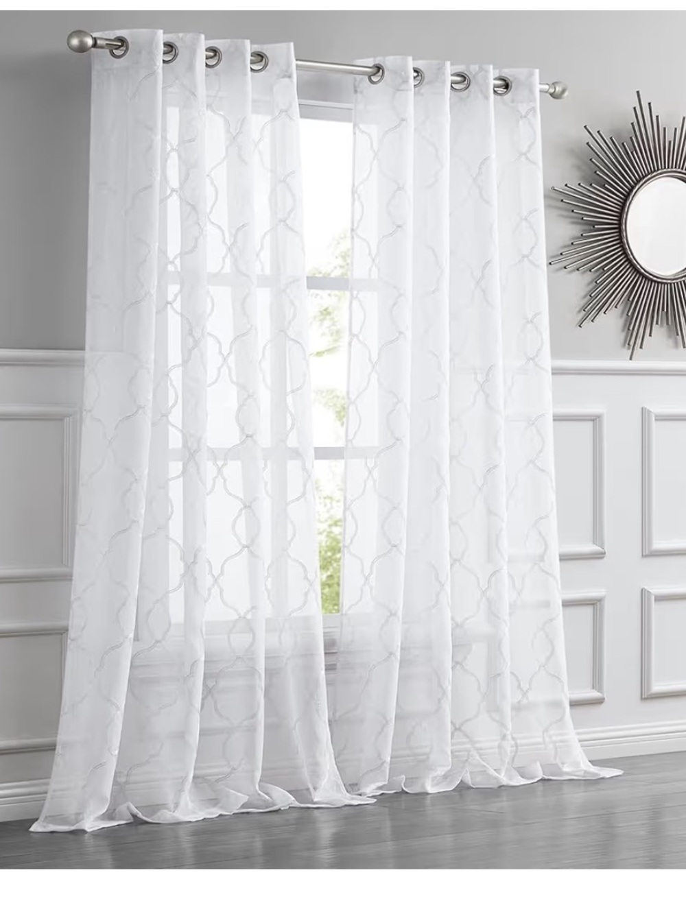 Dainty Home Sheer Grommet Window Curtain Panel - White